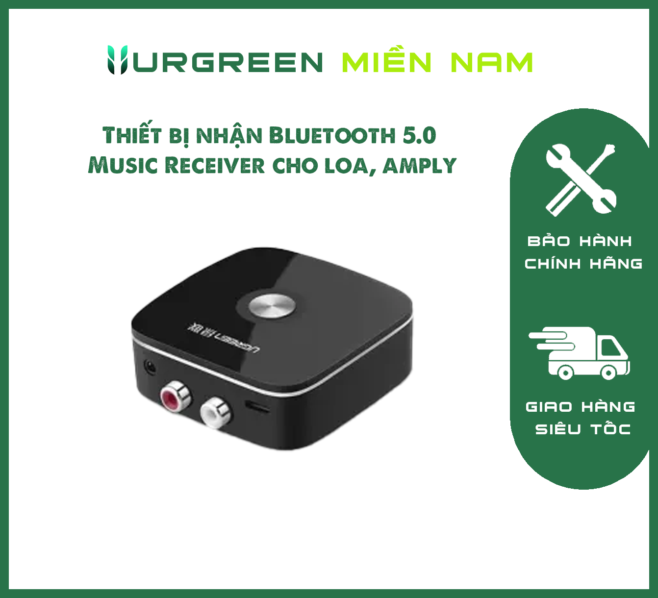Thiết bị nhận Bluetooth 5.0 Music Receiver cho loa, amply chính hãng Ugreen 30445 cao cấp